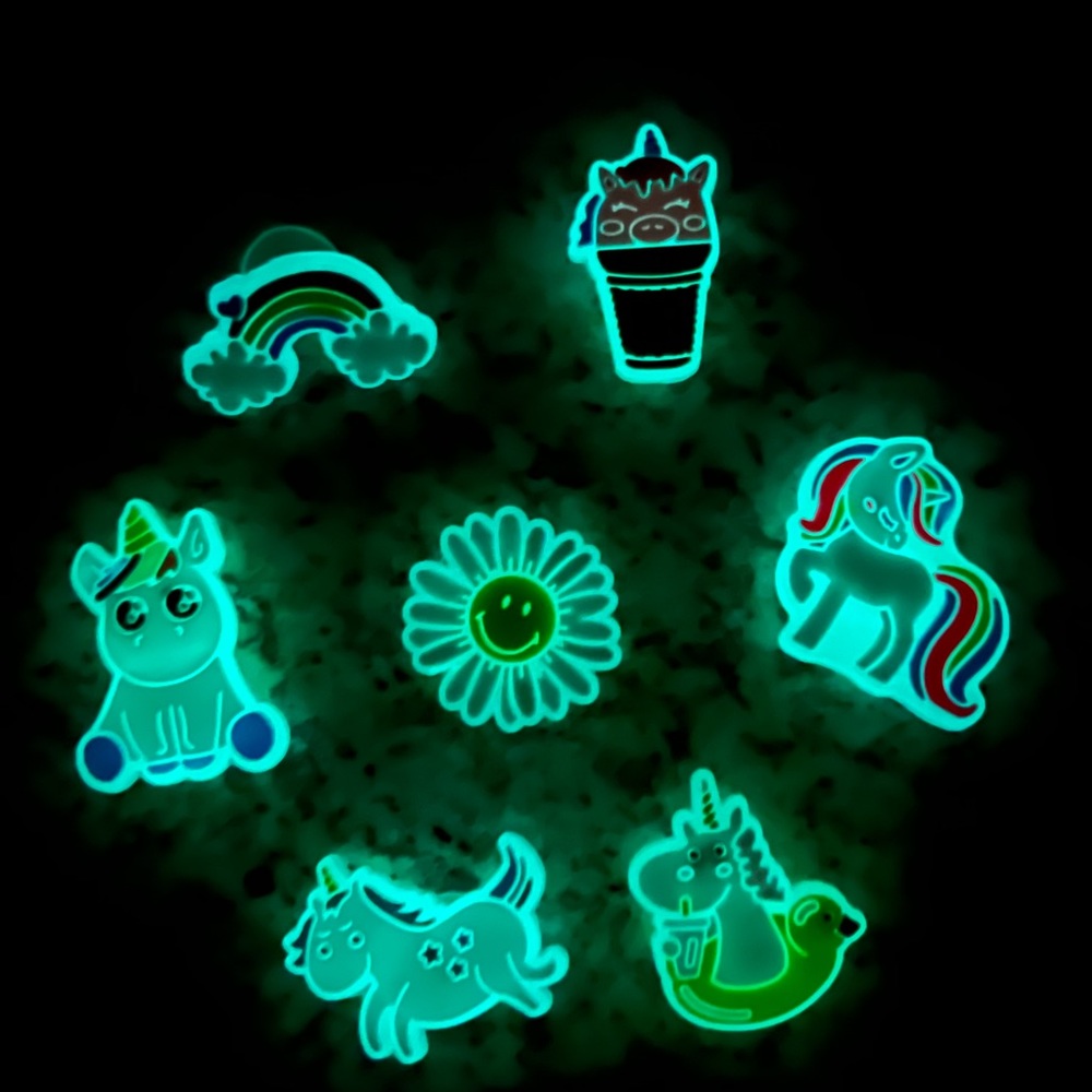 7 Pieces Cute Unicorn Croc Charms, Croc charms for kids, Glow in the dark